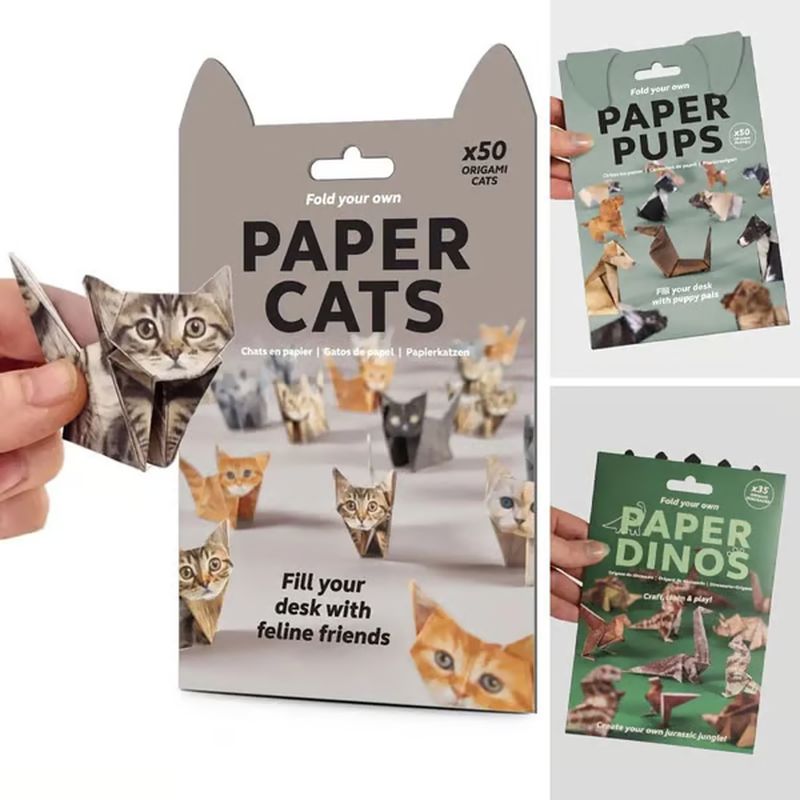 🐱 5-Minute Foldable Paper Cats (50 pcs): No Glue/Scissors Required
