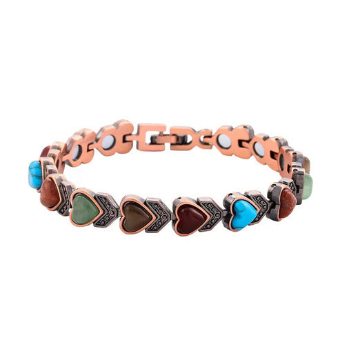 Antique-finish copper-colored magnetic bracelet