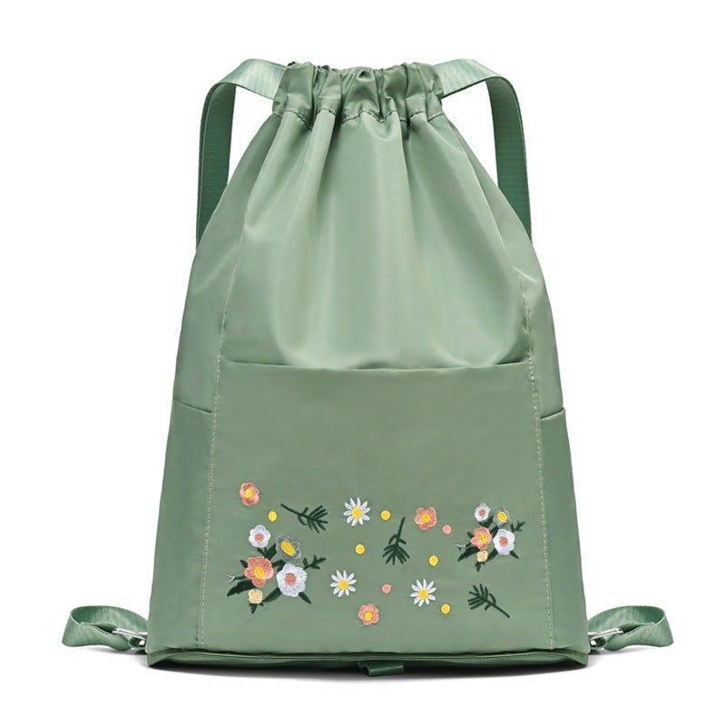 Simple embroidered drawstring yoga bag