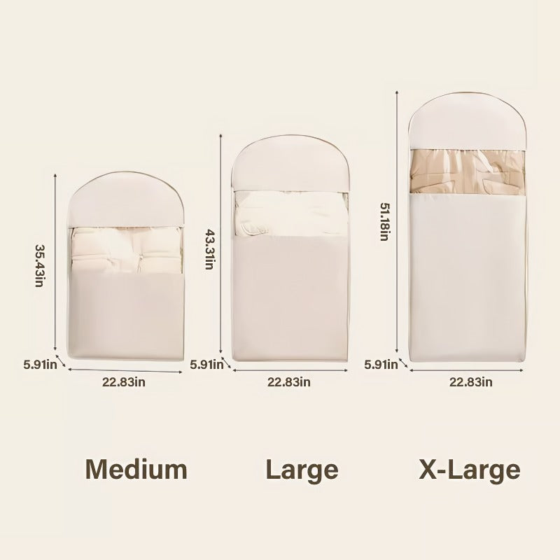 👕Space saving hanging garment bag with self-compressing zipper