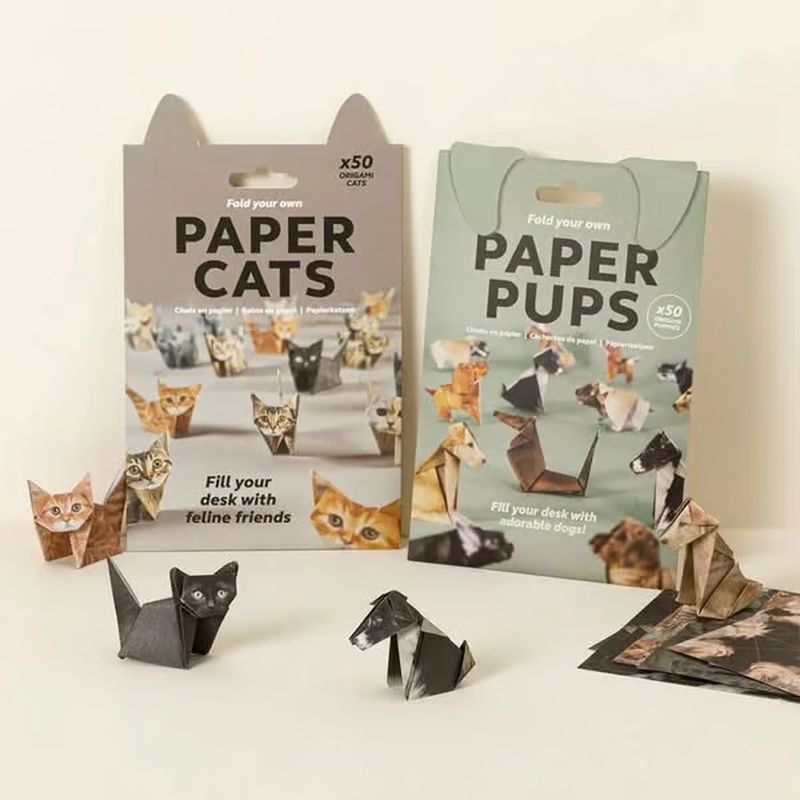 🐱 5-Minute Foldable Paper Cats (50 pcs): No Glue/Scissors Required