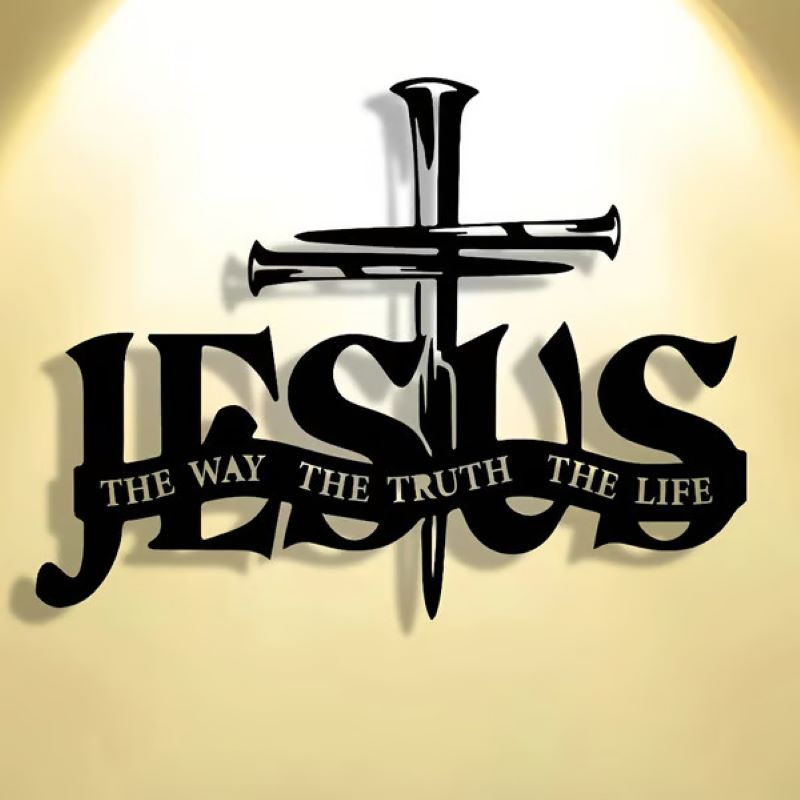 š„Jesus and cross metal silhouette wall decoration