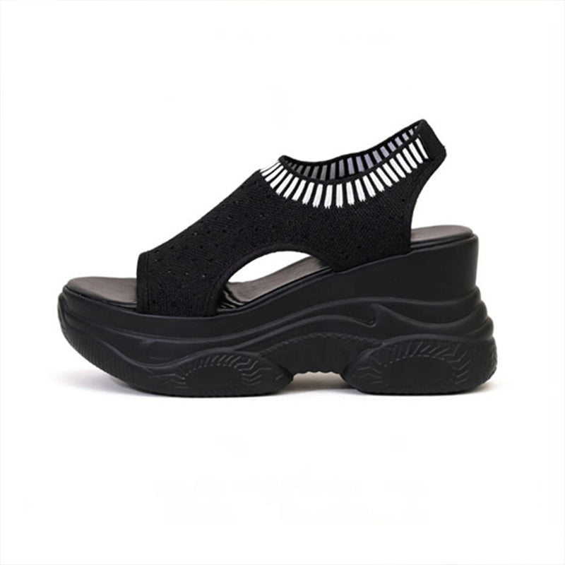 Breathable knit wedge platform shoes with arch support