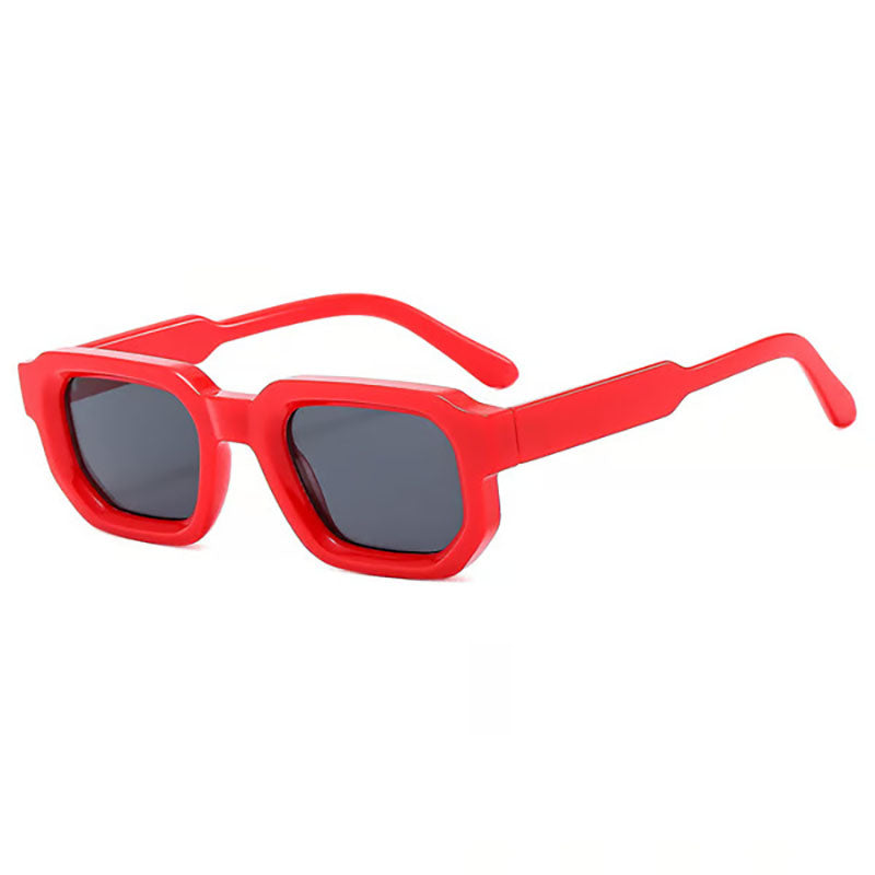 Retro unisex rectangular frame sunglasses with UV400 protection