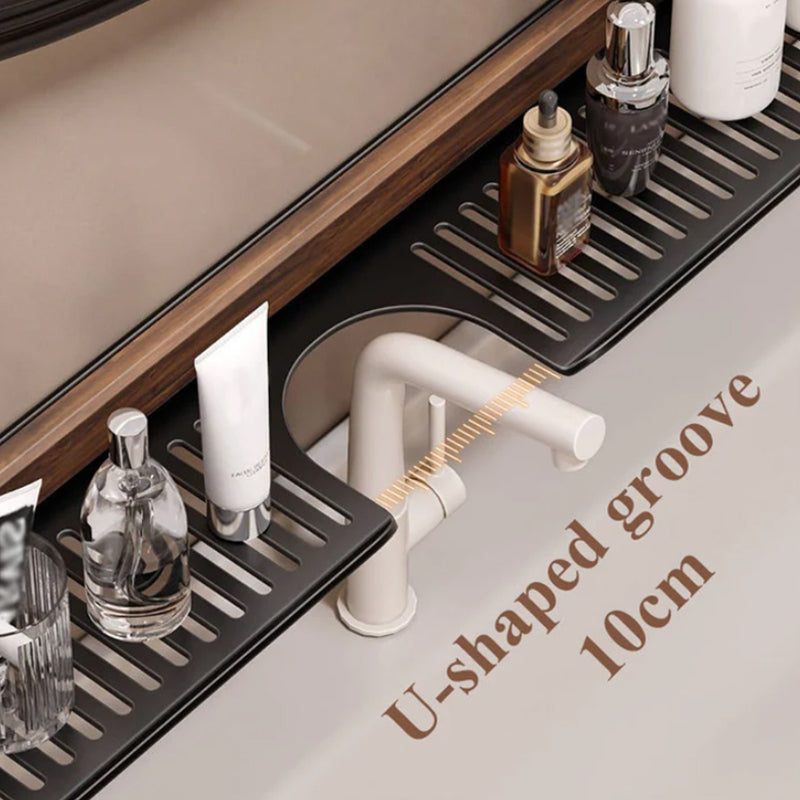 Walnut Suction Cup Bathroom Shelf