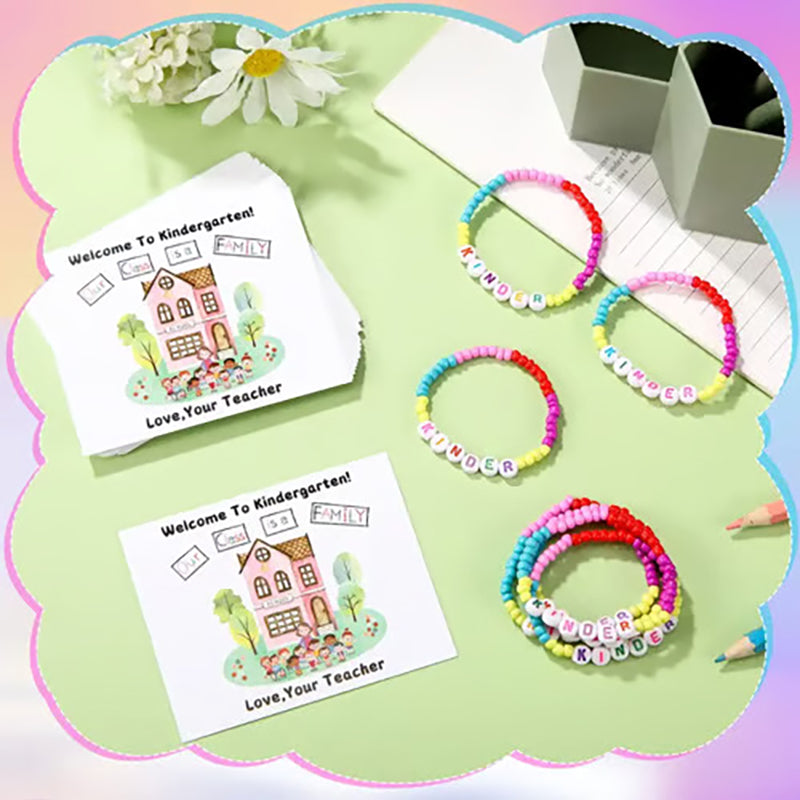 Acrylic letter colored seed bead bracelet