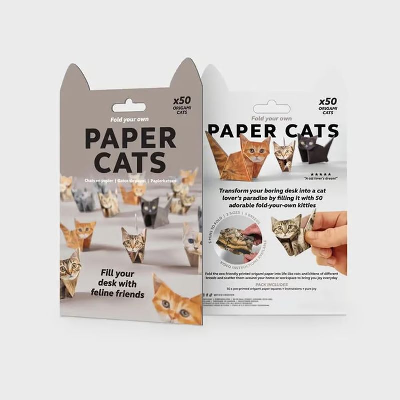 🐱 5-Minute Foldable Paper Cats (50 pcs): No Glue/Scissors Required