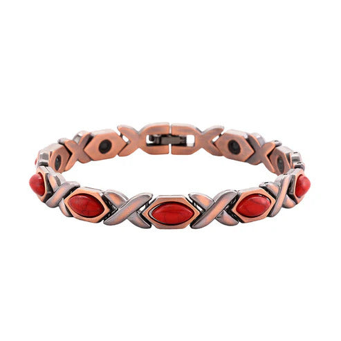 Antique-finish copper-colored magnetic bracelet