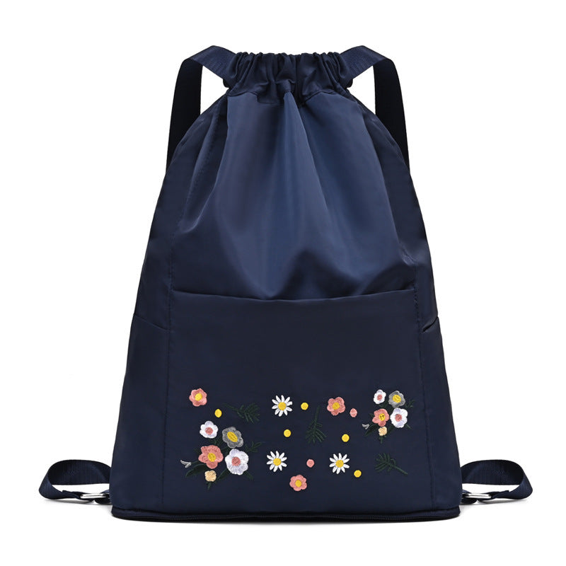 Simple embroidered drawstring yoga bag