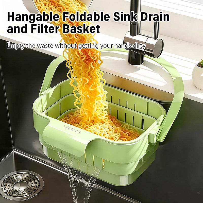 Hangable foldable telescopic drain basket