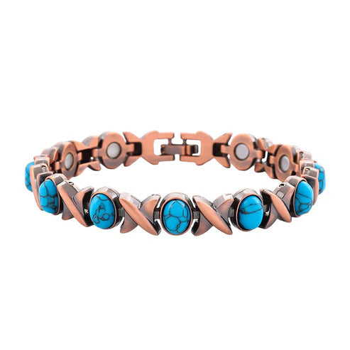 Antique-finish copper-colored magnetic bracelet