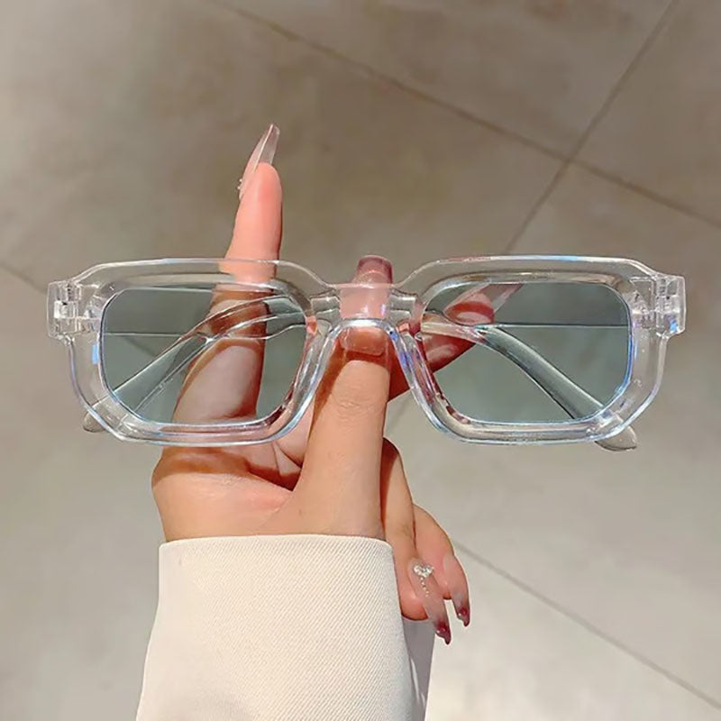 Retro unisex rectangular frame sunglasses with UV400 protection