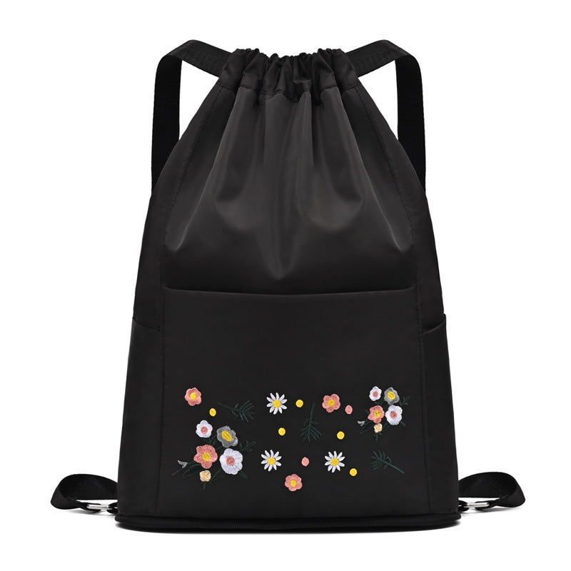 Simple embroidered drawstring yoga bag