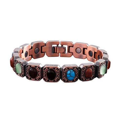 Antique-finish copper-colored magnetic bracelet