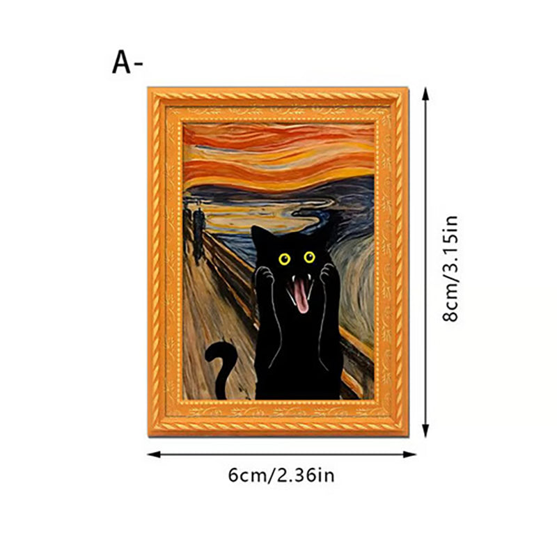Fun Cat Fridge Magnets – Vintage Art Frame Style(Set of 4)