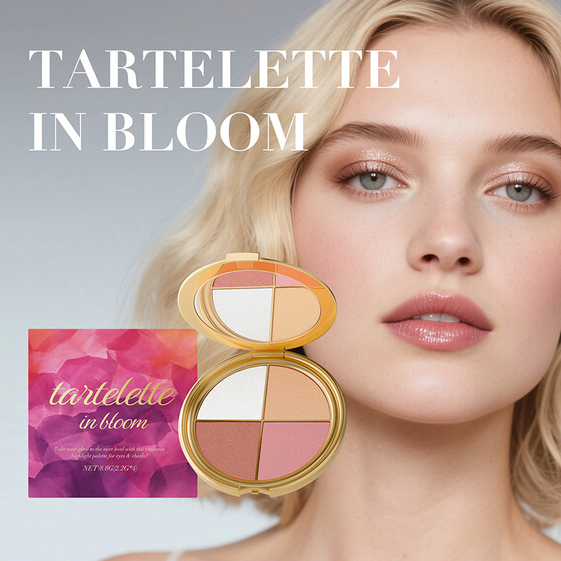 Portable 4-color highlighter eyeshadow and blush palette