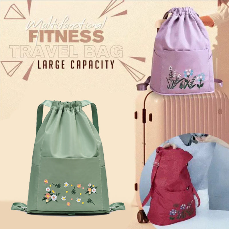 Simple embroidered drawstring yoga bag