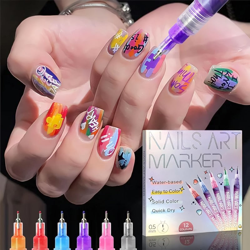 ⏳12 Pcs Colorful Nail Art Pen Set🎨💅