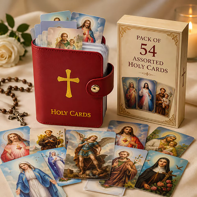 Catholic Leather Card Holder – Pocket-Style Prayer Card Holder with Button