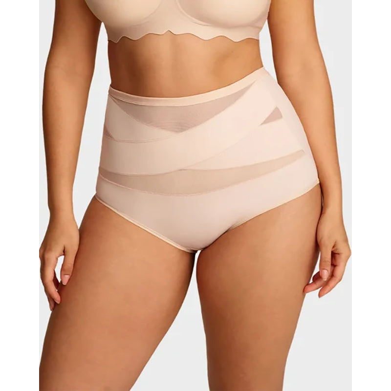 Plus-size high-waisted cross-over shaping underwear