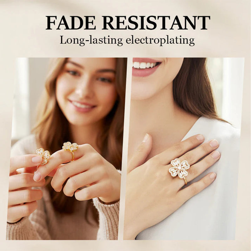 Spinning four-leaf clover ring