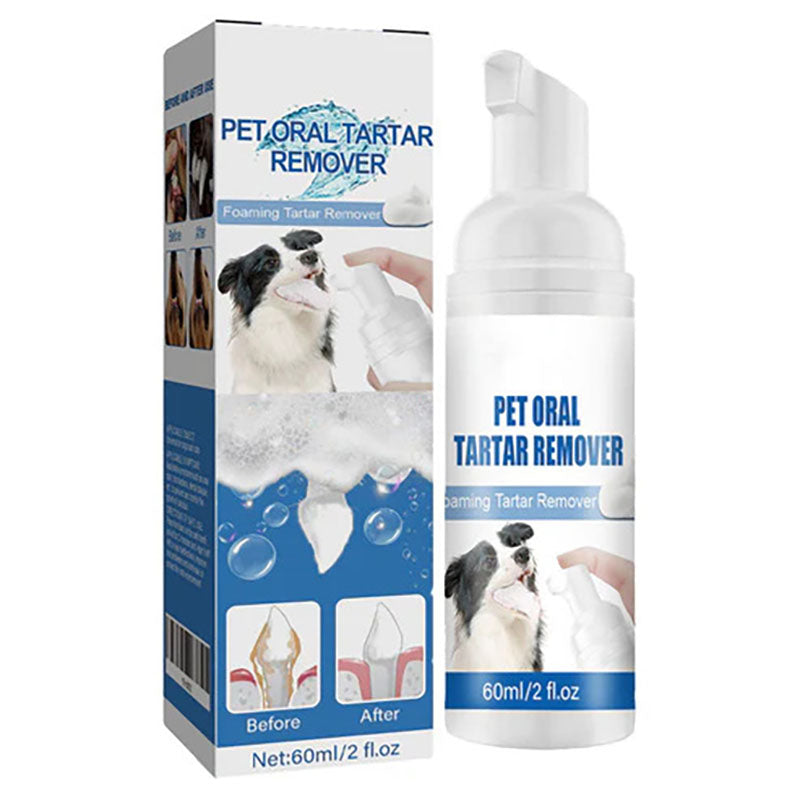 Foaming descaling agent for animal oral hygiene