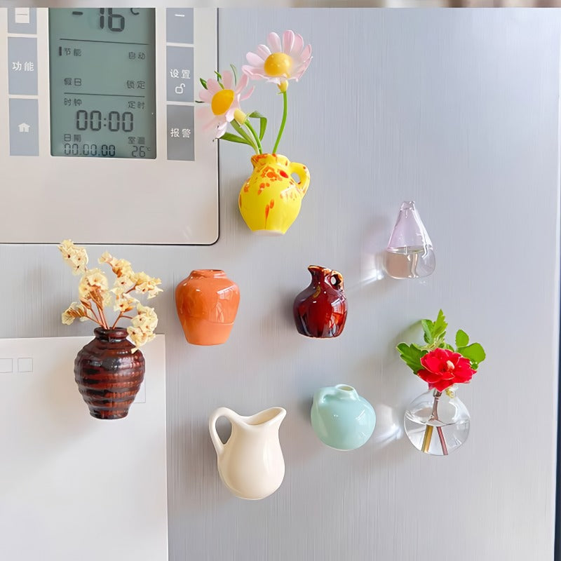 Mini ceramic vase-shaped refrigerator magnets