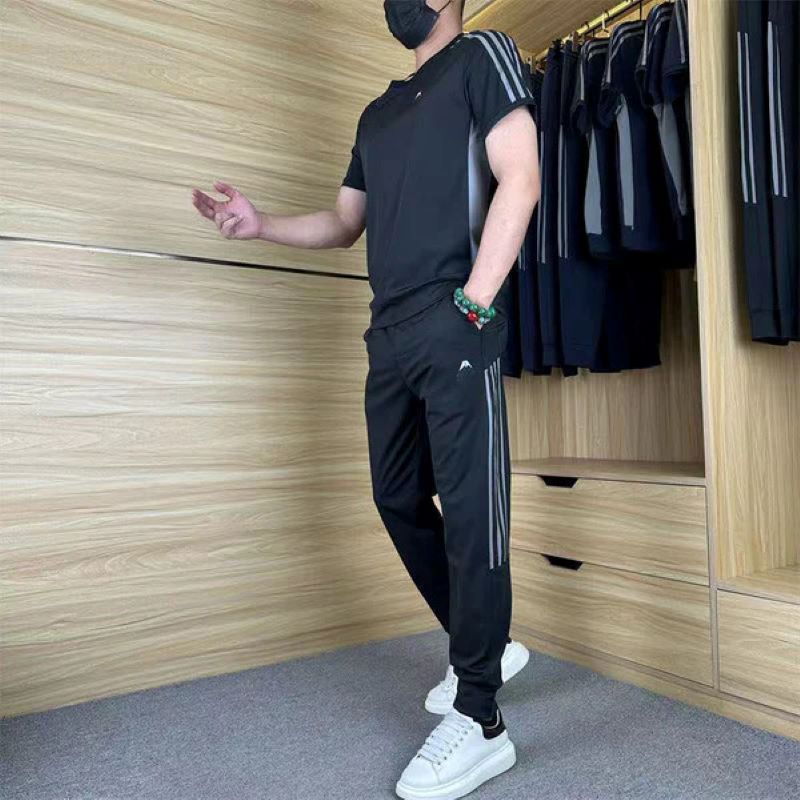 Men's casual sports two-piece short-sleeved trousers