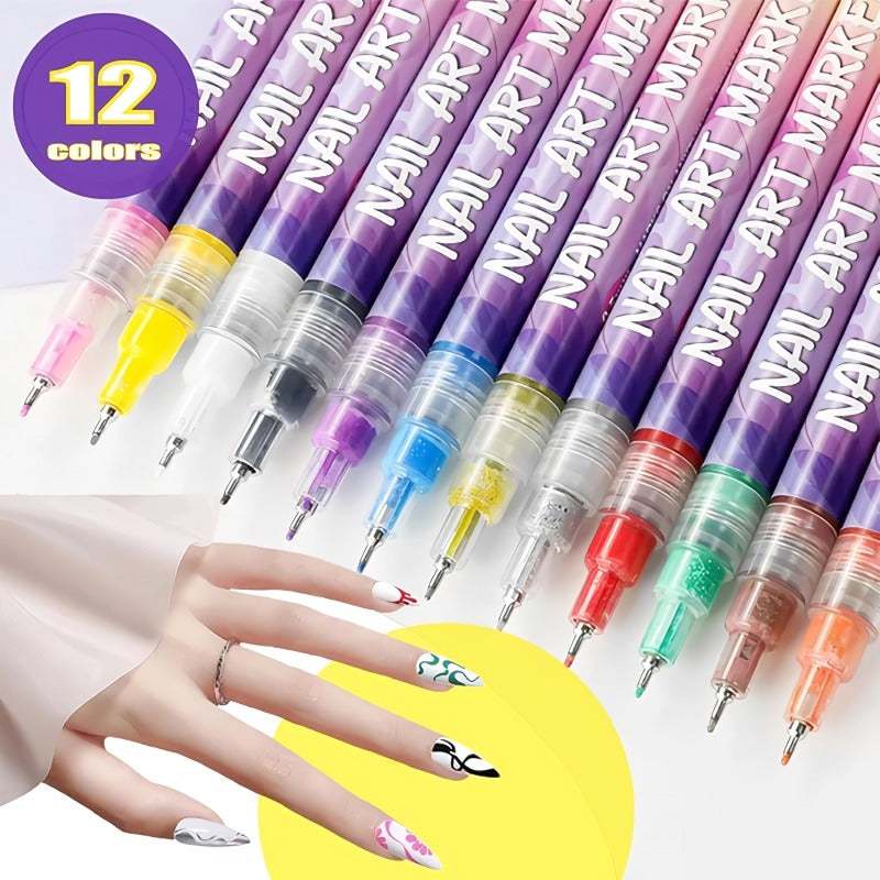⏳12 Pcs Colorful Nail Art Pen Set🎨💅