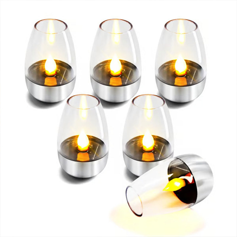 Solar-powered candle wine glass lamp
