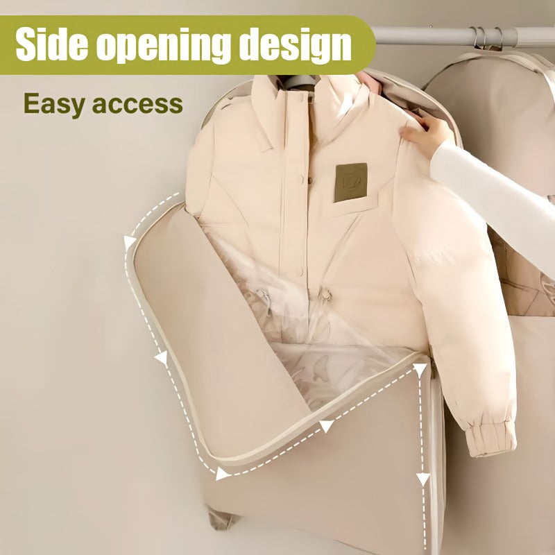 👕Space saving hanging garment bag with self-compressing zipper