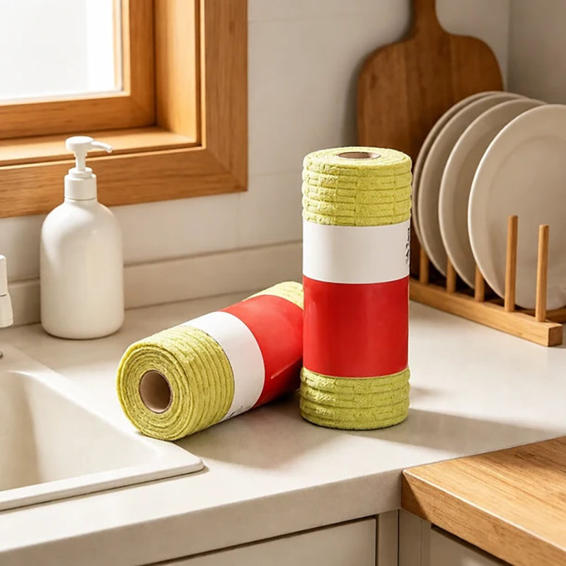 Reusable microfiber cleaning cloth roll