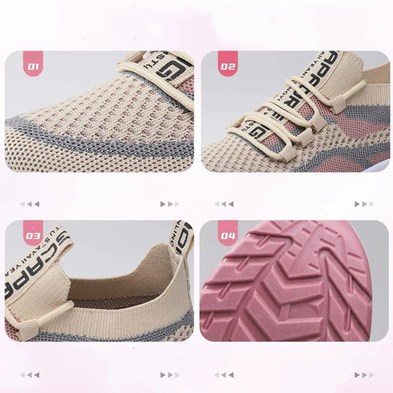 Women's casual shallow lace-up mesh shoes