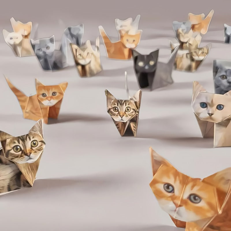 🐱 5-Minute Foldable Paper Cats (50 pcs): No Glue/Scissors Required