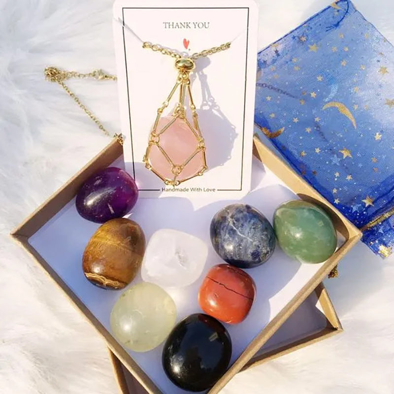 DIY Adjustable Natural Crystal Mesh Metal Bamboo Style Necklace