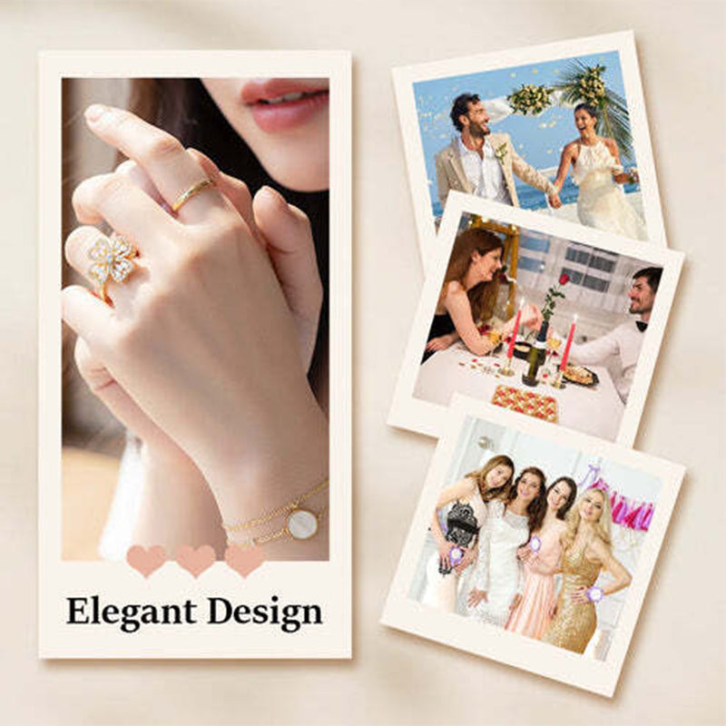 Spinning four-leaf clover ring