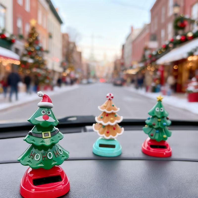 Solar-powered dancing Christmas tree car ornament