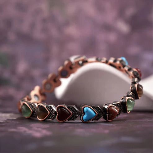 Antique-finish copper-colored magnetic bracelet