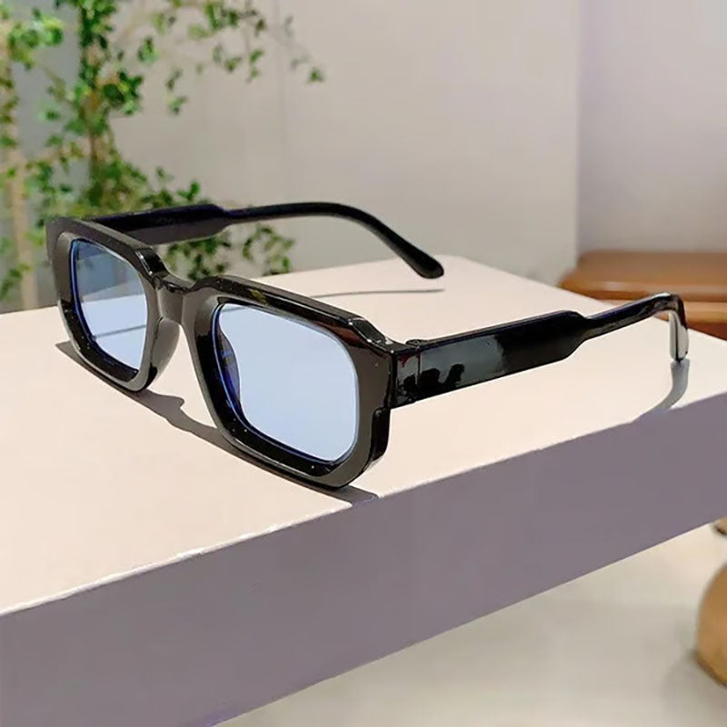 Retro unisex rectangular frame sunglasses with UV400 protection