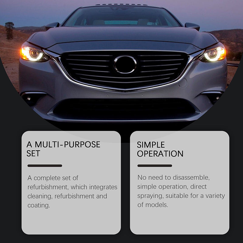 Yellowing atomized scratch care spray for headlights