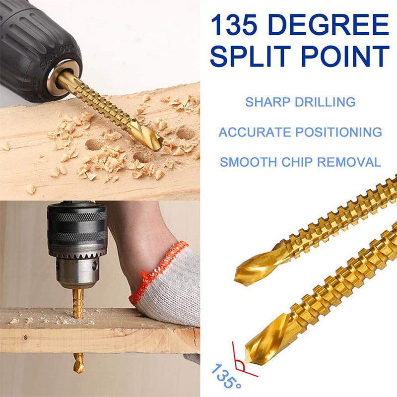 6 Pack Titanium Coated HSS Twist Drill Bits(3-8mm)