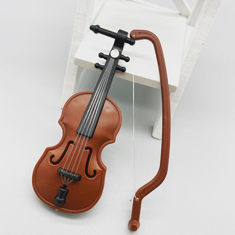 Mini Wooden Violin with Bow-Cute Decorative Piece