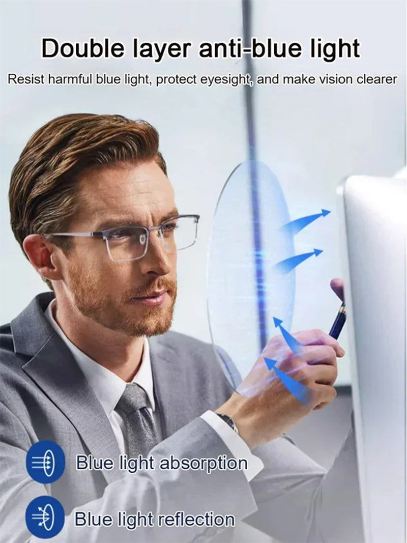 Ultra-light smart zoom anti-blue light reading glasses