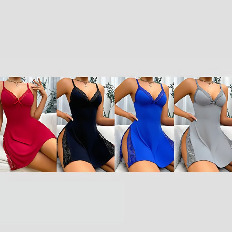 ππ Lace Bow Slit Nightdress