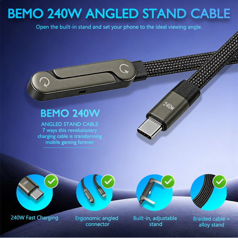 A revolutionary charging cable with a built-in stand