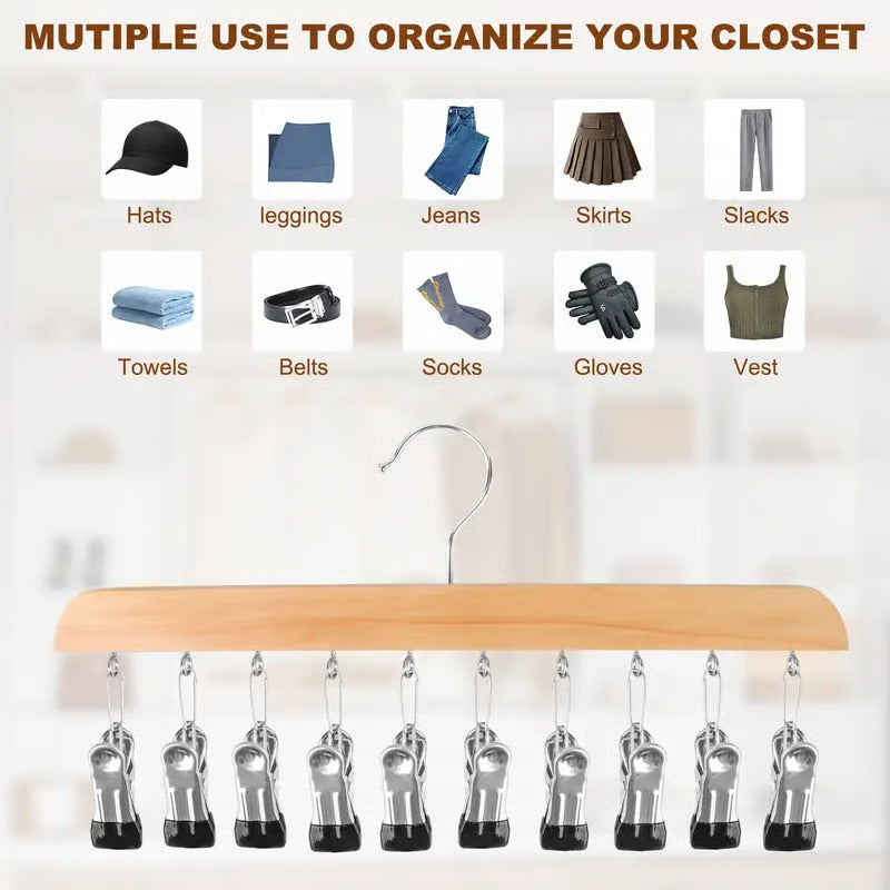 Space-saving multi-hook clothes hanger