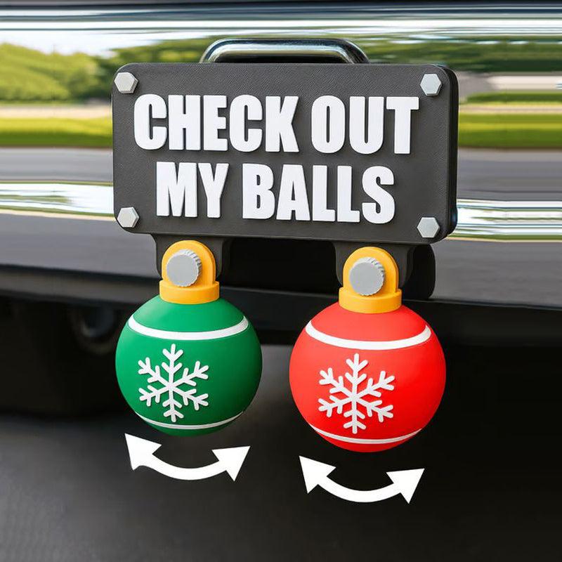Funny "Check out my balls" Christmas tow hook set