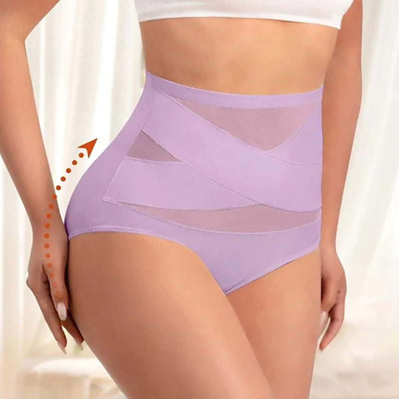 Plus-size high-waisted cross-over shaping underwear
