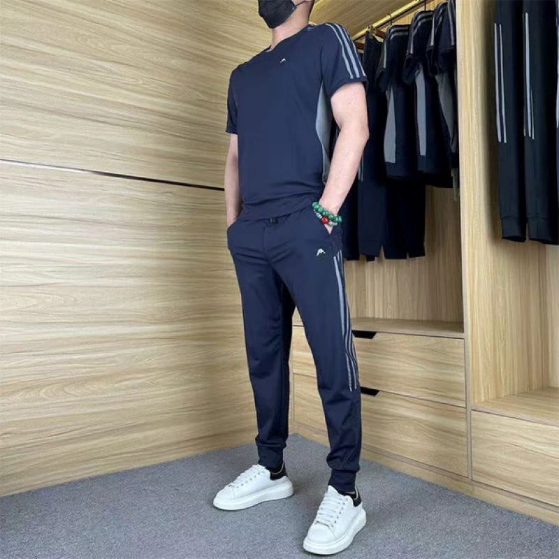 Men's casual sports two-piece short-sleeved trousers