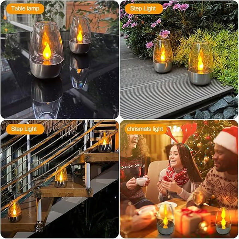 Solar-powered candle wine glass lamp